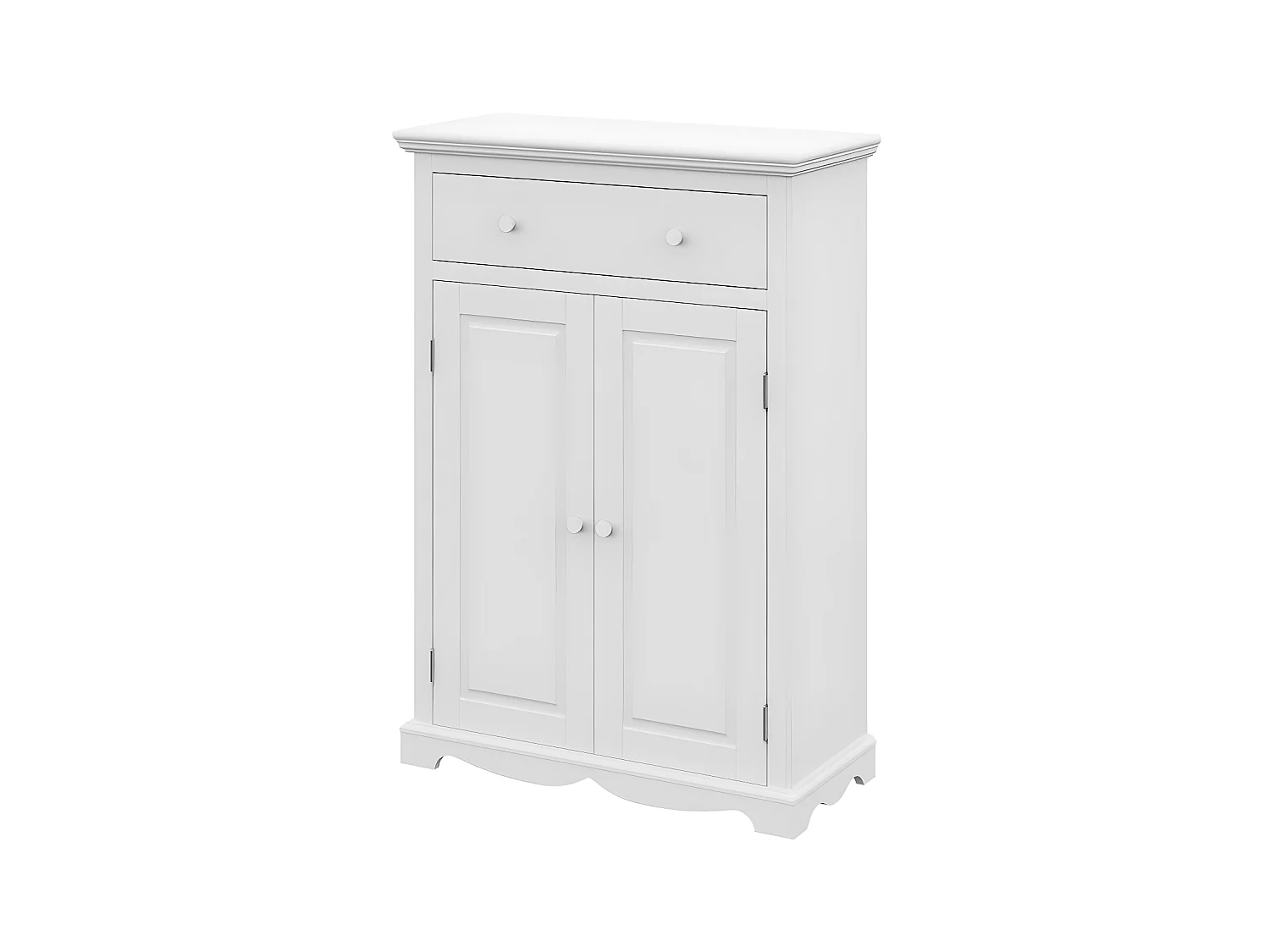 Buffet Le Parisien Charme Blanc 2 Portes 1 Tiroir 2 Tablettes 94 x 134 x 42 cm