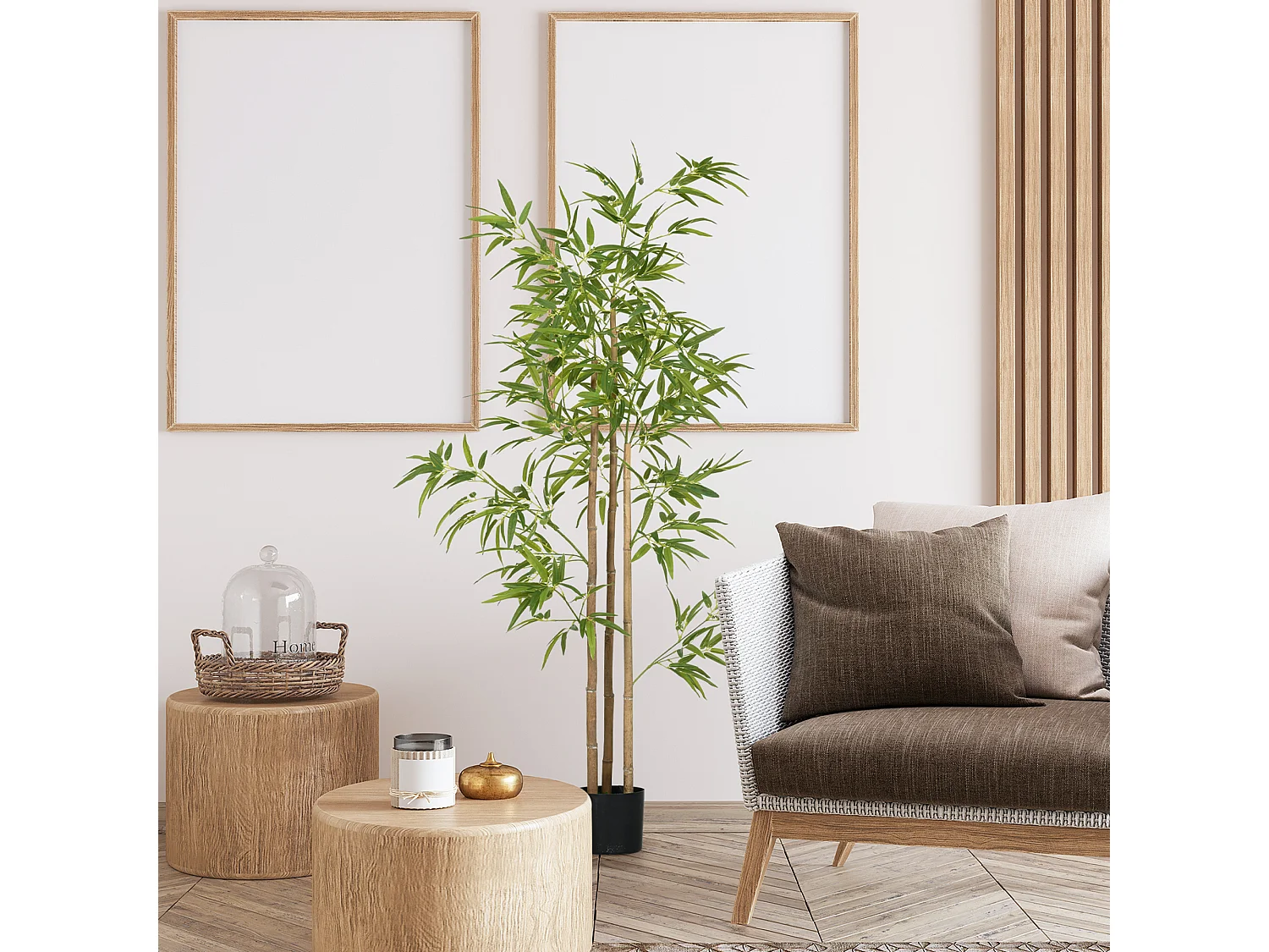 Bambou artificiel 1,80H m - plante artificielle - 830 feuilles réalistes, vrais troncs - pot inclus