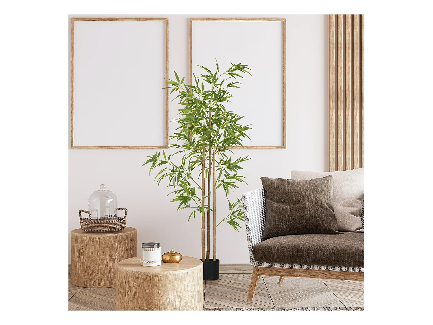 Bambou artificiel 1,80H m - plante artificielle - 830 feuilles réalistes, vrais troncs - pot inclus