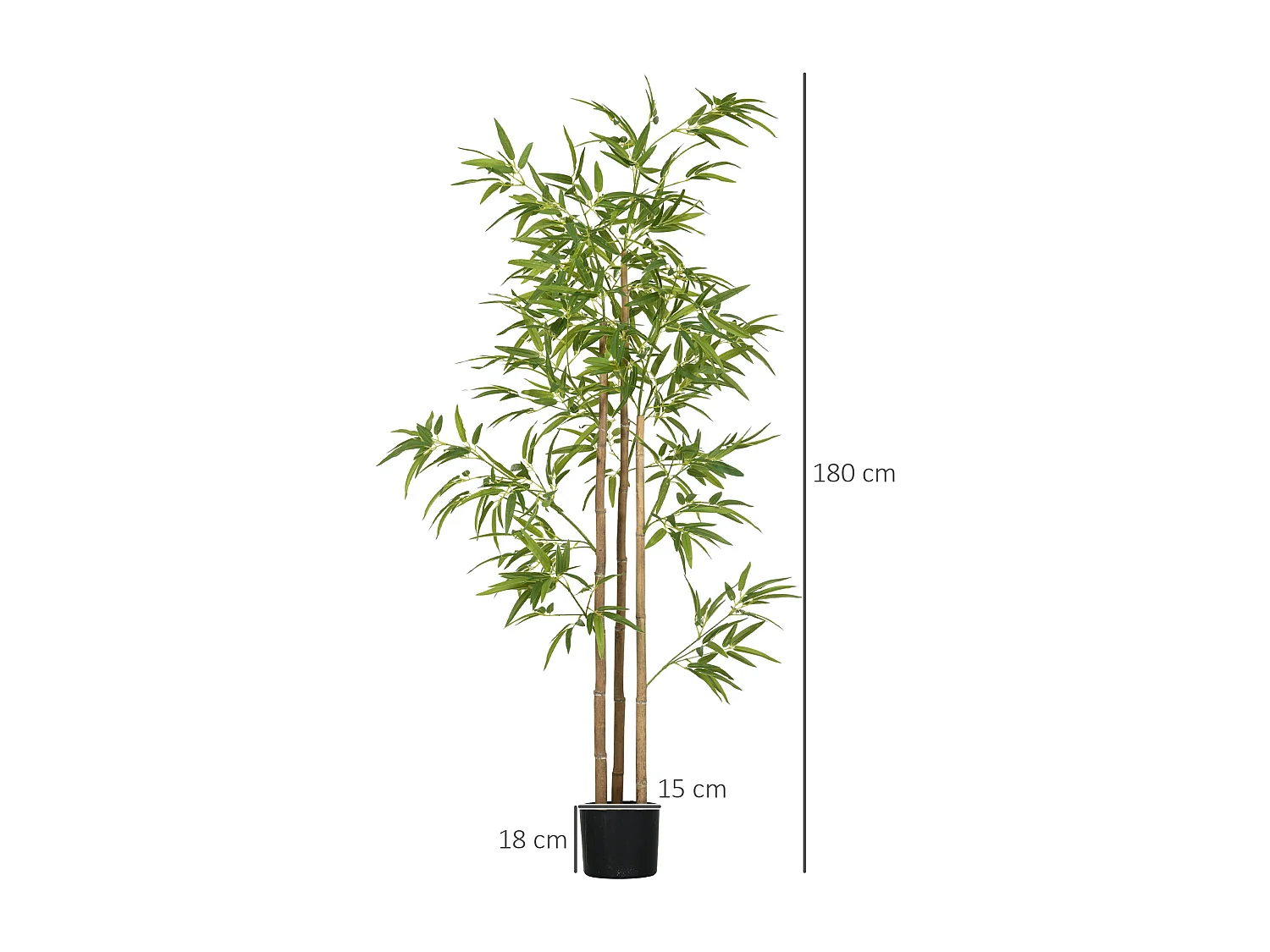 Bambou artificiel 1,80H m - plante artificielle - 830 feuilles réalistes, vrais troncs - pot inclus