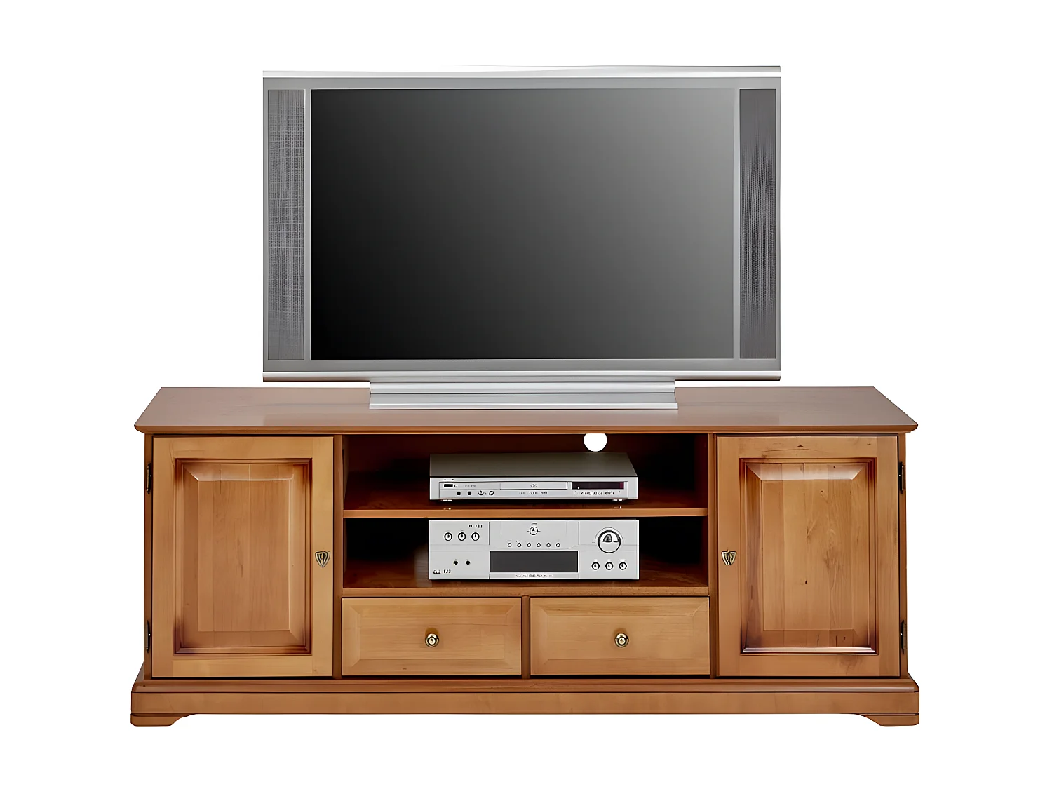 Meuble TV BAR 60 Pouces Merisier 2 Portes 2 Tiroirs L 158.8 H 60.3 P 46 cm