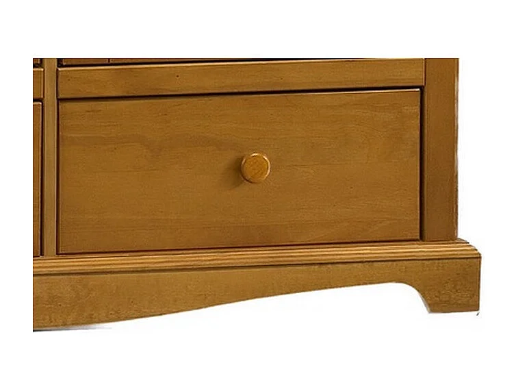 Armoire Penderie Pin Miel 3 Portes 3 Tiroirs 6 Niches L 164.3 H 194.8 P 54.5 cm