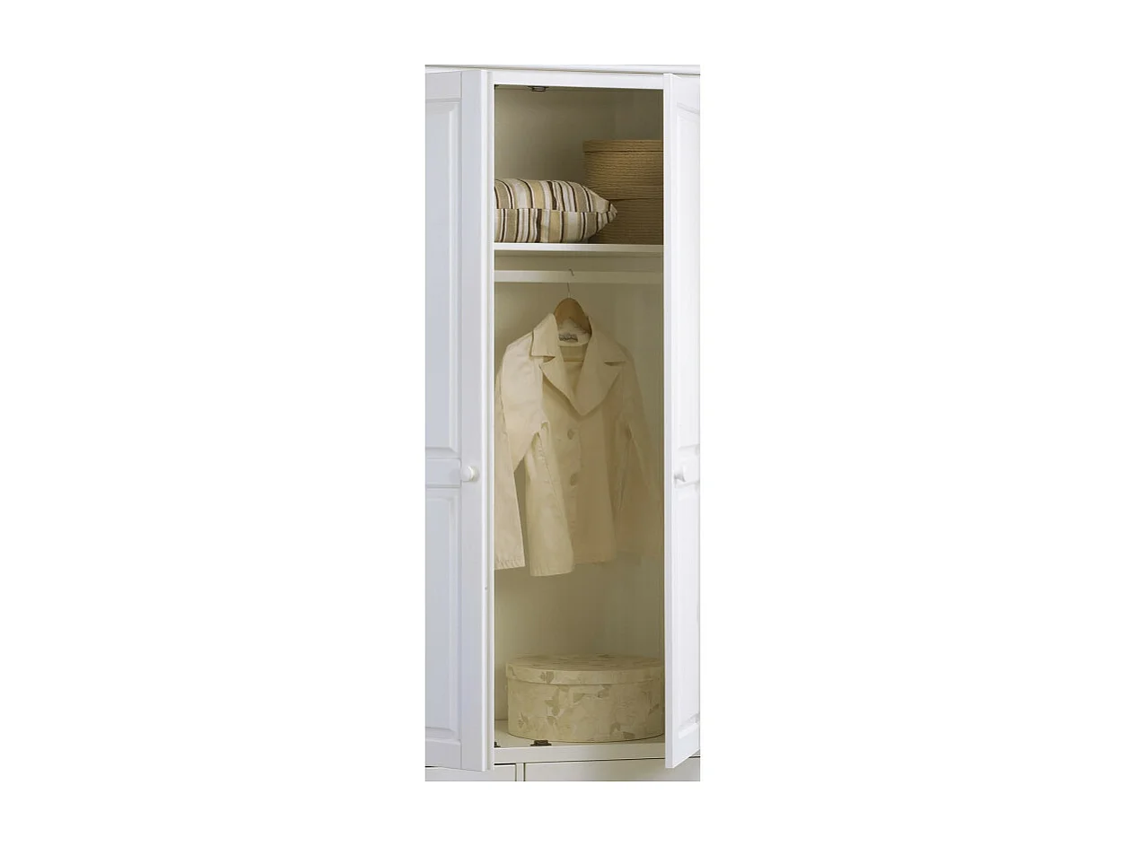 Armoire Penderie Blanche Style Anglais 3 Portes 3 Tiroirs 164,3 x 194,8 x 54,5 cm