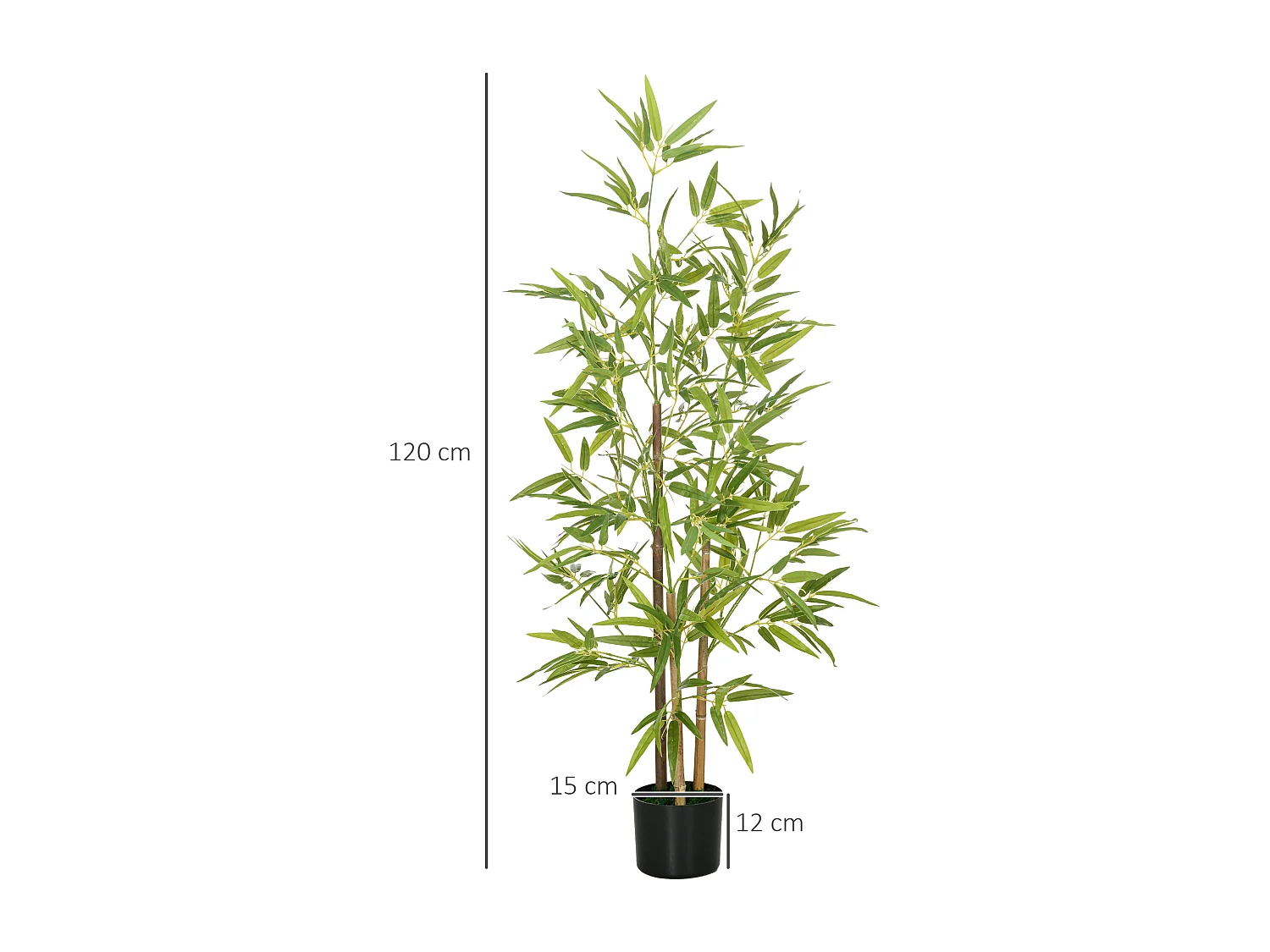 Bambou artificiel 1,20H m - plante artificielle - 498 feuilles réalistes, vrais troncs - pot inclus