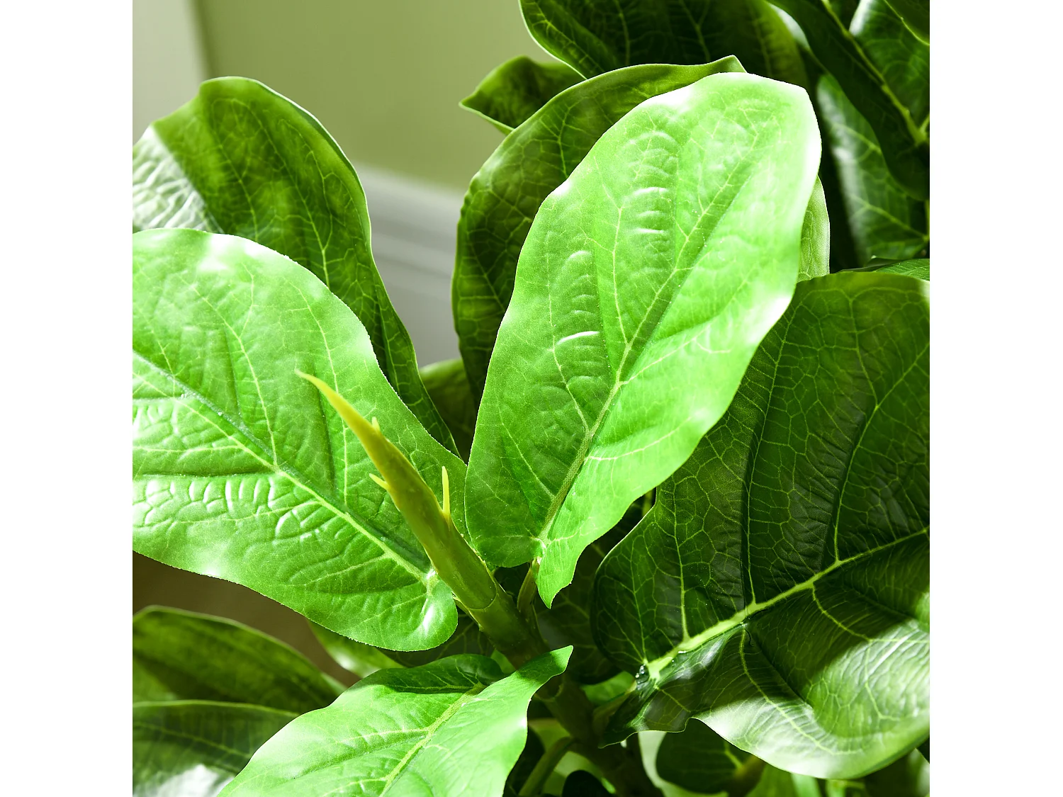 Ficus Lutea artificiels 1,80H m - lot de 2 ficus artificiels - 120 feuilles réalistes par pied - pot inclus noir vert