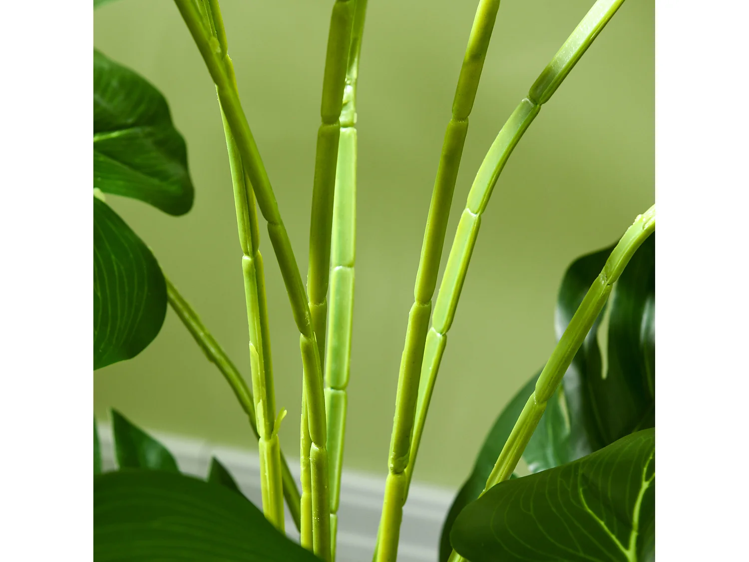 Lot de 2 plantes artificielles Monstera H. 120 cm tronc branches lichen feuilles de tortue grand réalisme pots inclus