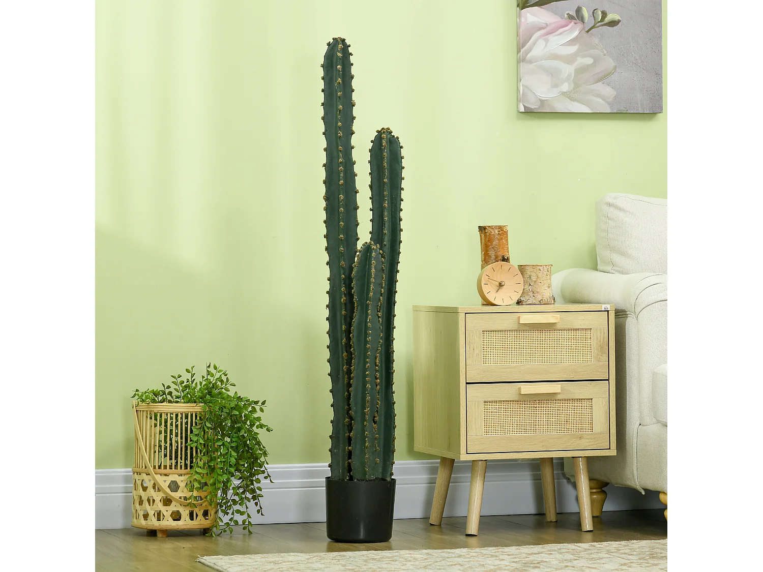Cactus artificiel grand réalisme plante artificielle grande taille dim. Ø 18 x 120H cm vert
