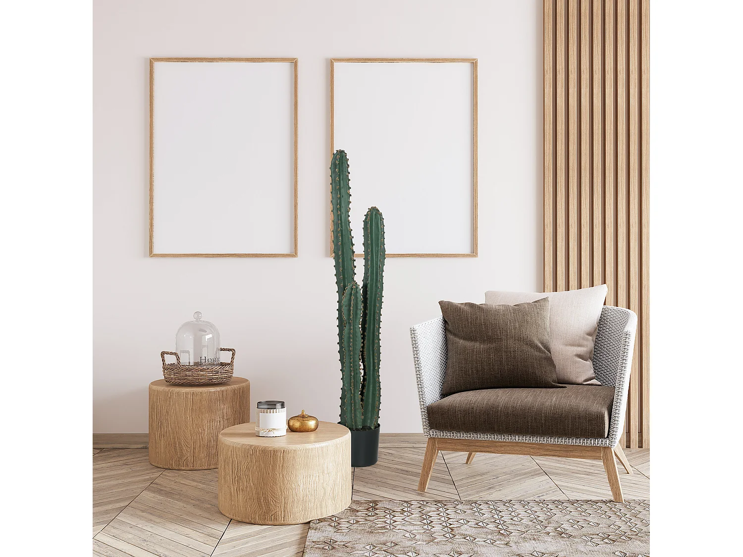 Cactus artificiel grand réalisme plante artificielle grande taille dim. Ø 18 x 120H cm vert