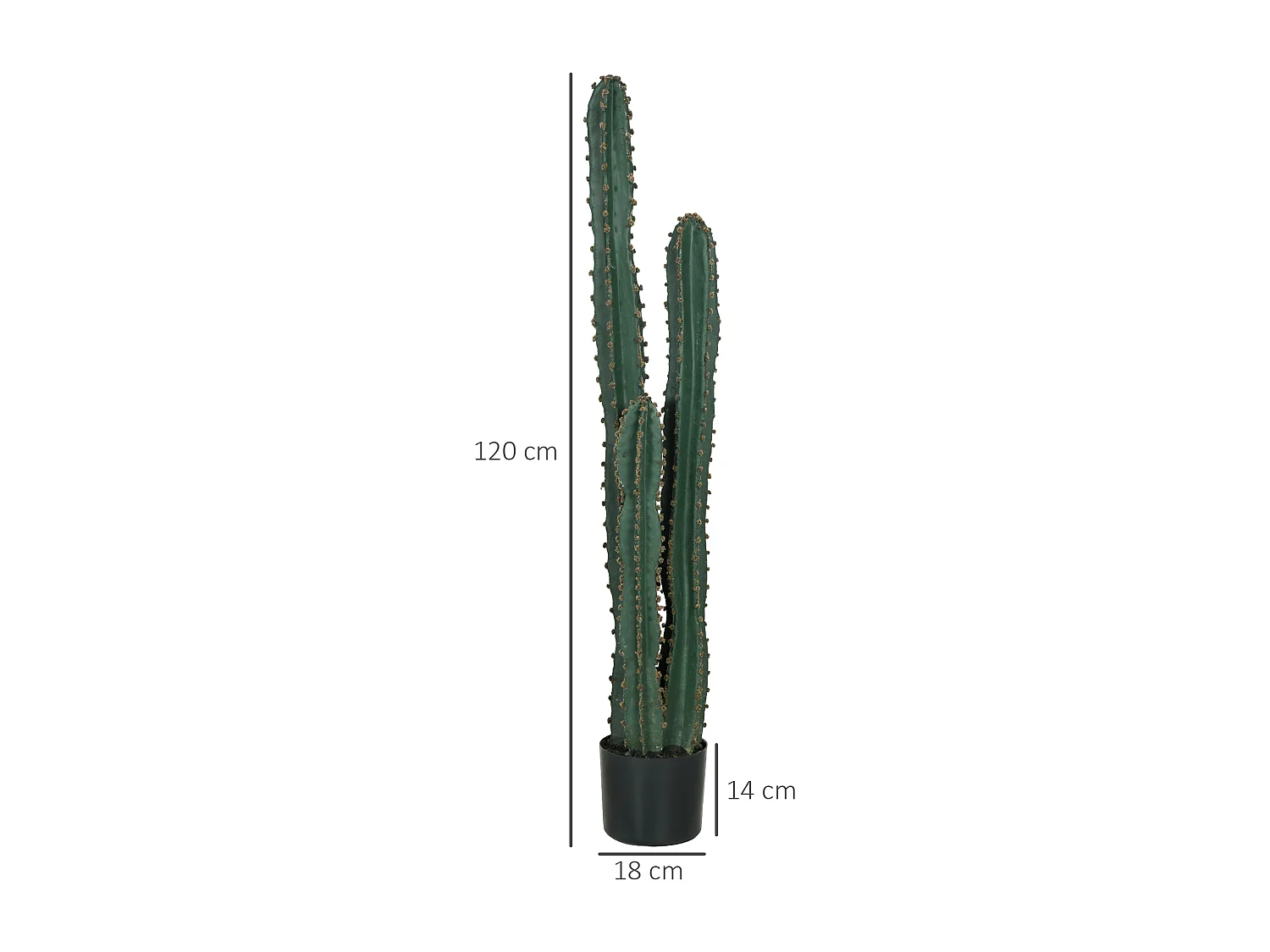 Cactus artificiel grand réalisme plante artificielle grande taille dim. Ø 18 x 120H cm vert