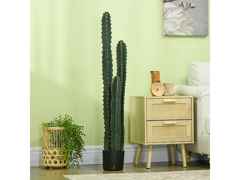 Cactus artificiel grand réalisme plante artificielle grande taille dim. Ø 18 x 120H cm vert