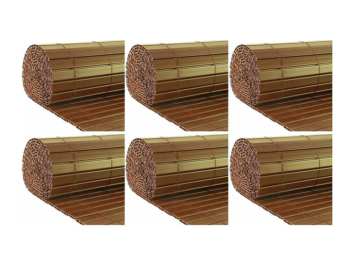 Canisse en PVC effet noyer double face qualité + (Lot de 6) 180 x 250 cm