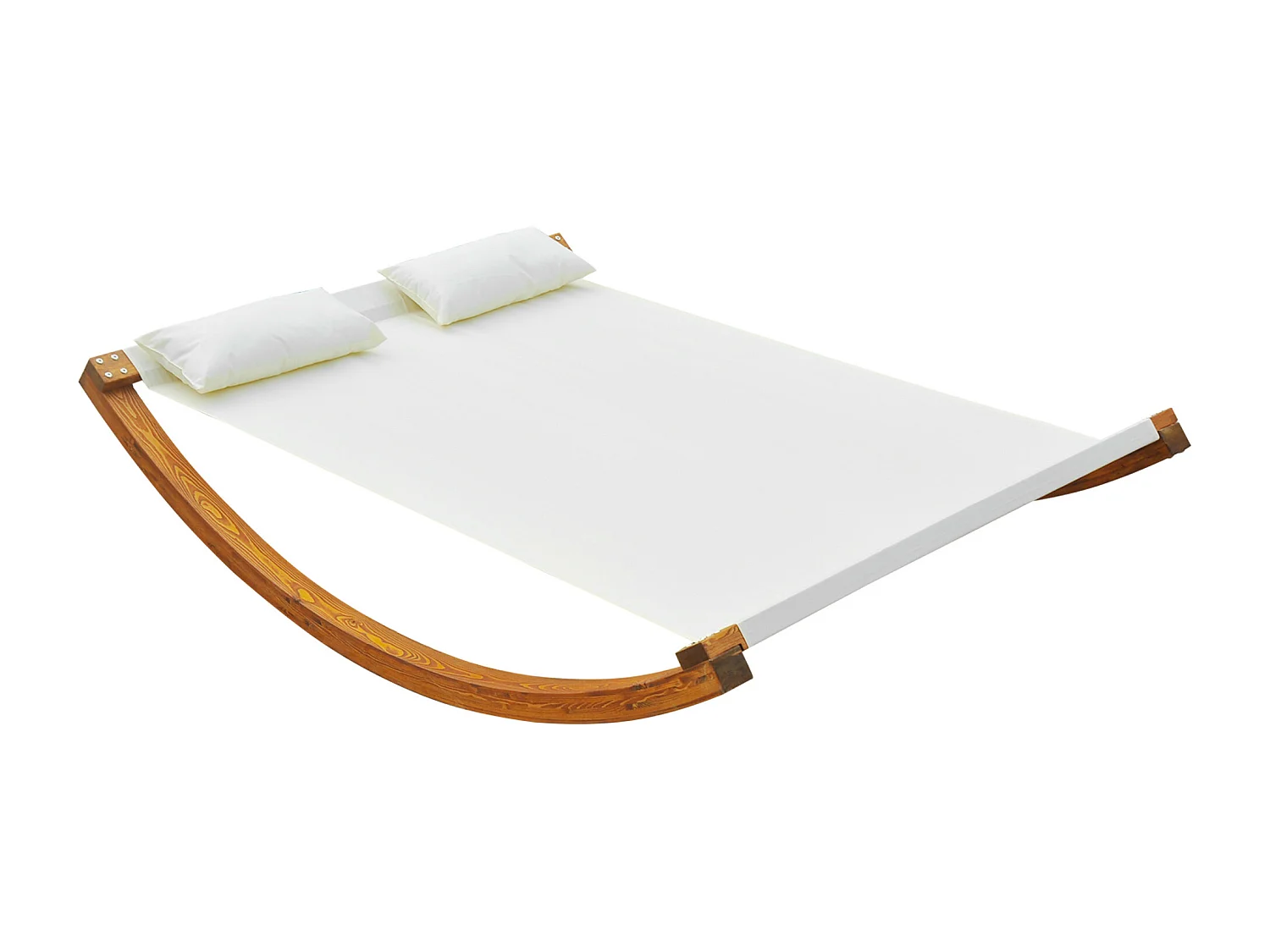 Bain de soleil transat design à bascule 2 places 2 coussins inclus bois mélèze pré-huilé coton blanc