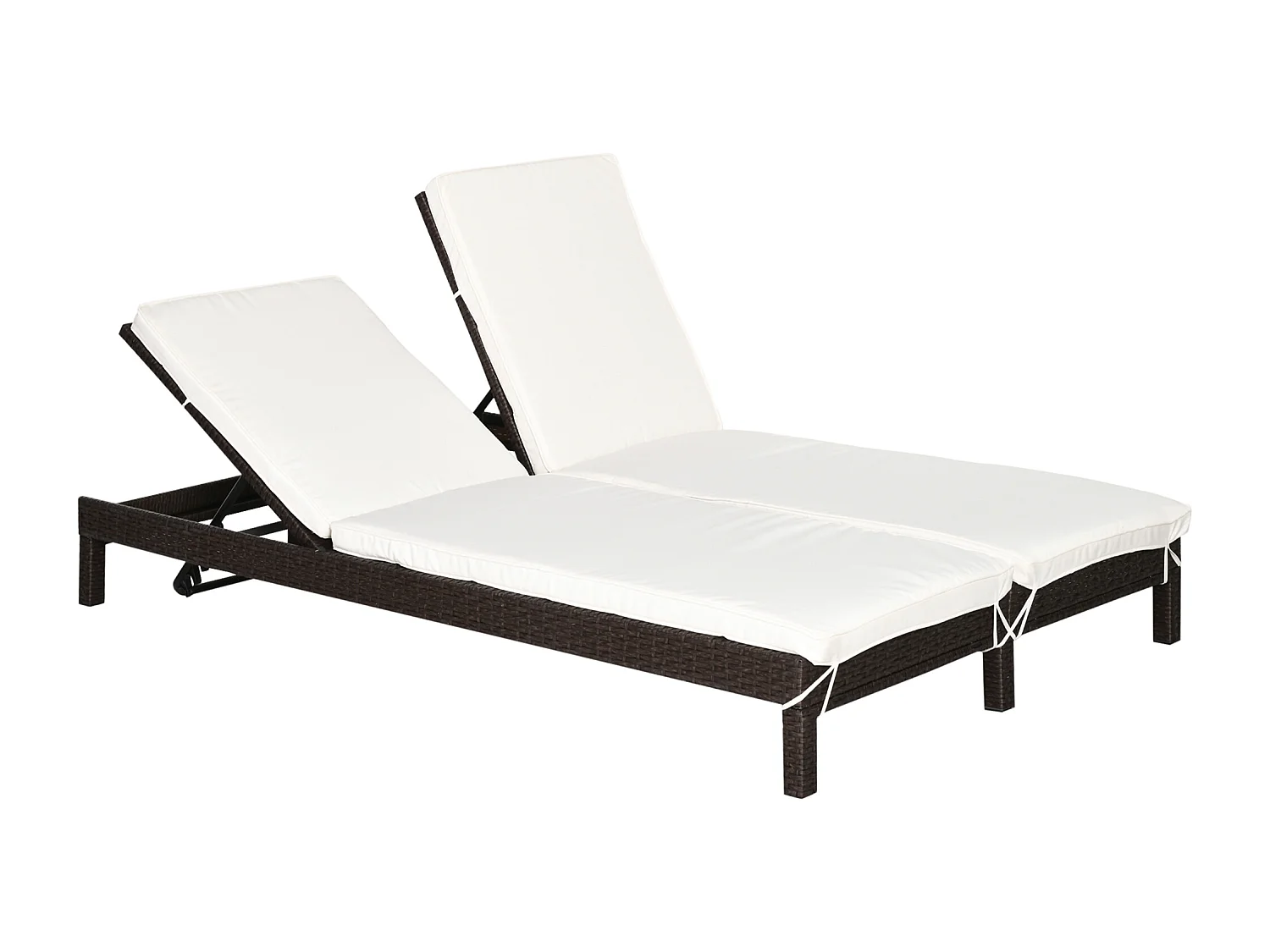 Bain de soleil transat 2 places - grand confort - dossier inclinable multi-positions - matelas fournis - résine tressée chocolat