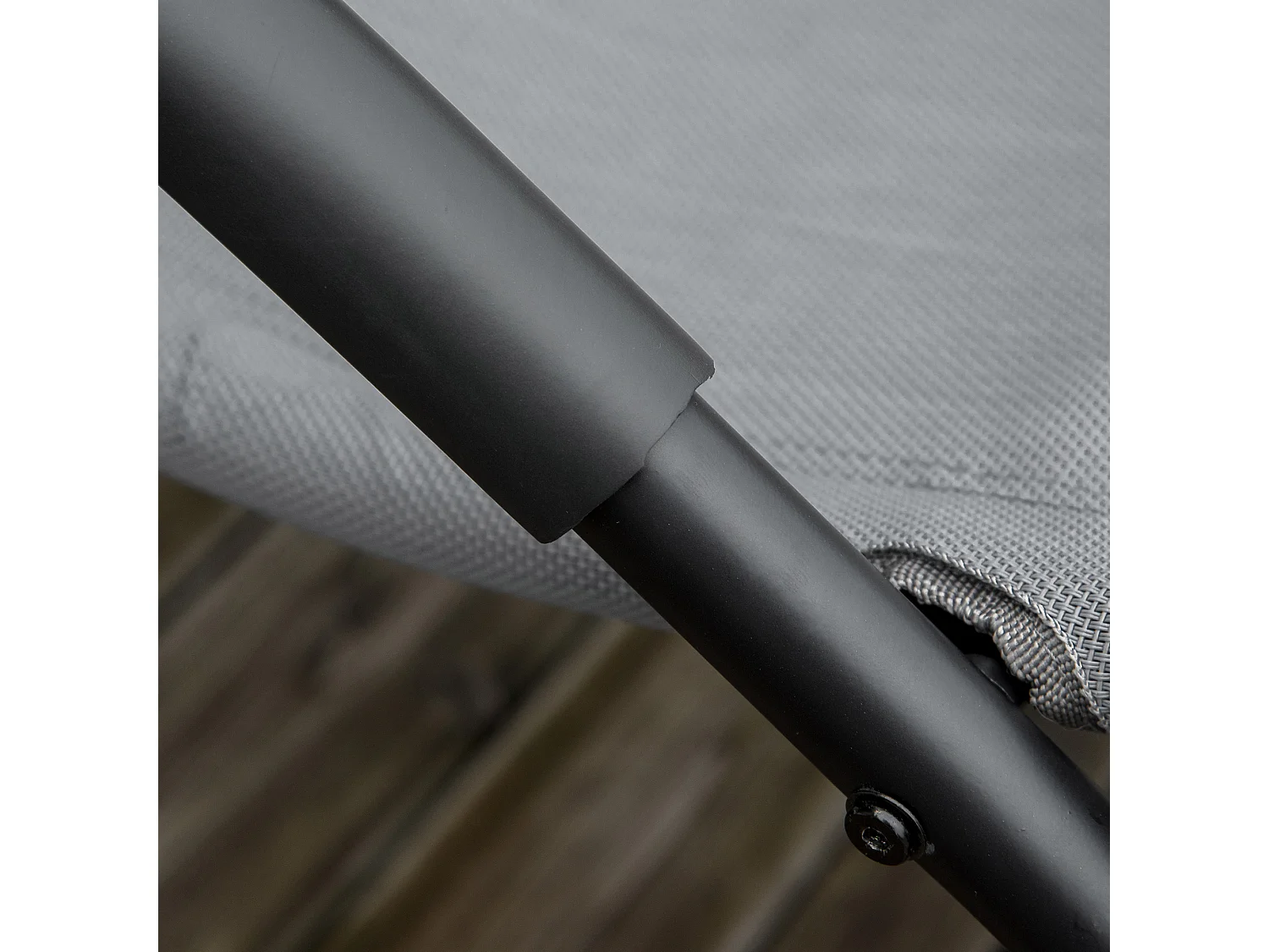 Chaise longue à bascule rocking chair design acier époxy noir textilène gri