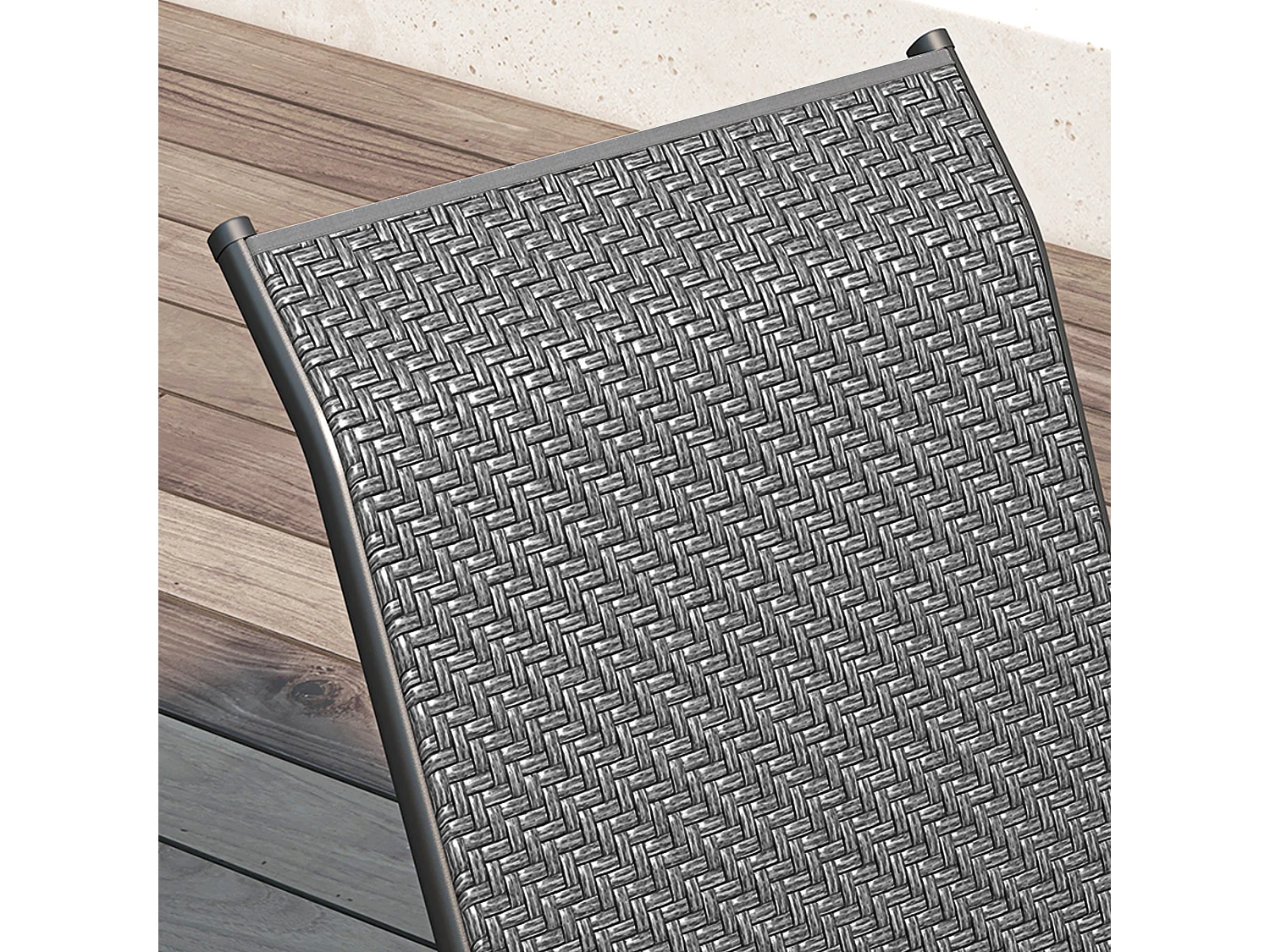 Lot de 4 chaises de jardin empilables - accoudoirs - design - acier époxy noir résine tressée grise