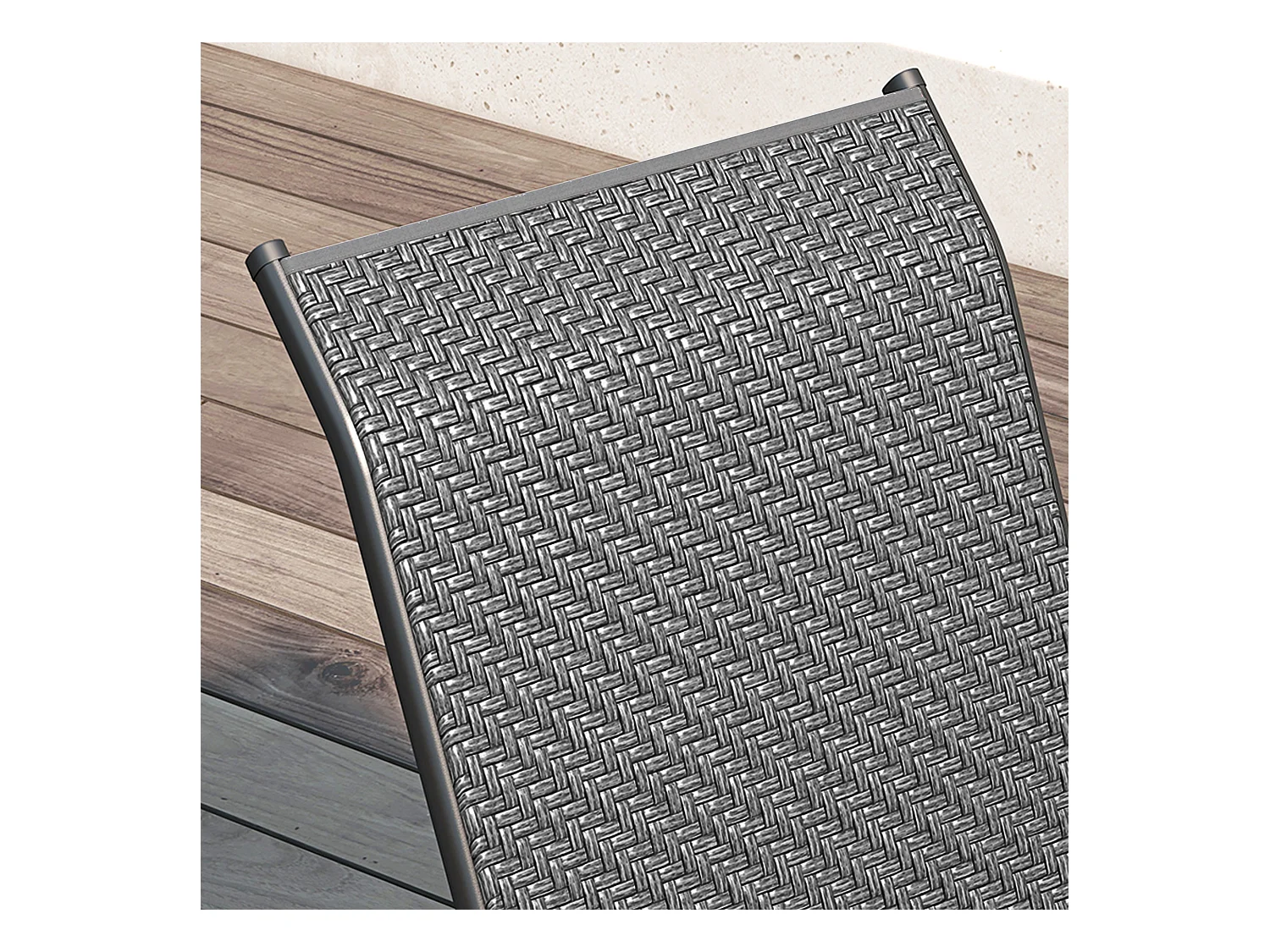 Lot de 4 chaises de jardin empilables - accoudoirs - design - acier époxy noir résine tressée grise