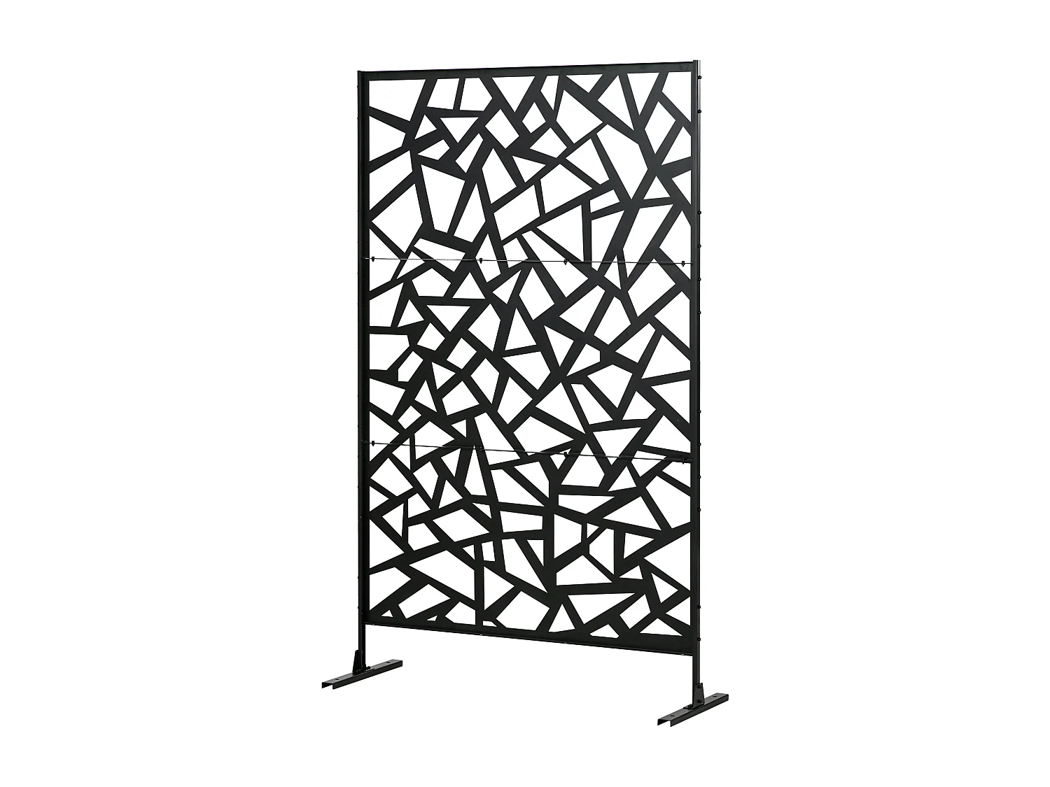 Panneau décoratif extérieur métal - brise vue motif graphique - visserie incluse - dim. 122L x 45l x 198H cm - acier thermolaqué noir