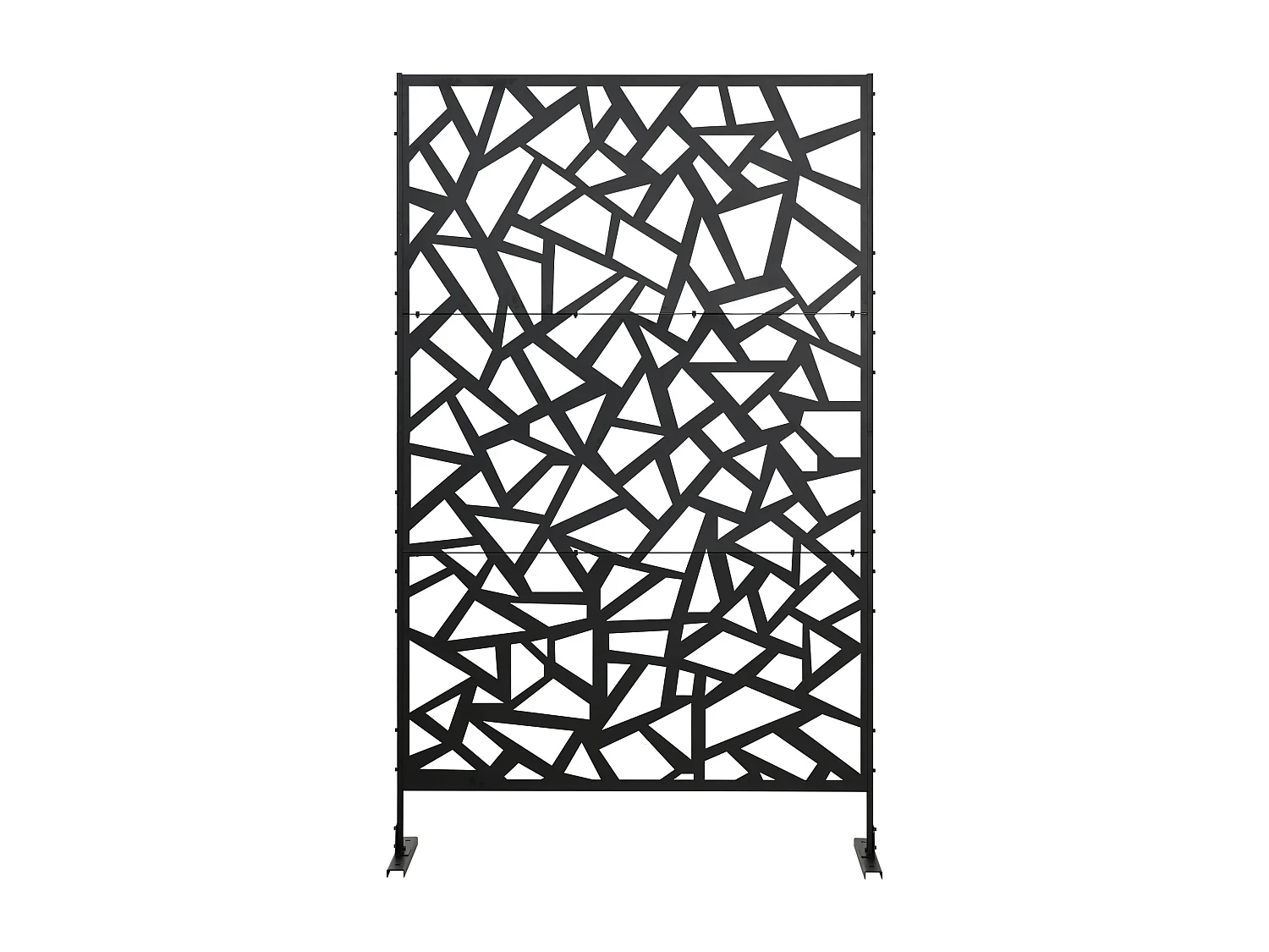 Panneau décoratif extérieur métal - brise vue motif graphique - visserie incluse - dim. 122L x 45l x 198H cm - acier thermolaqué noir