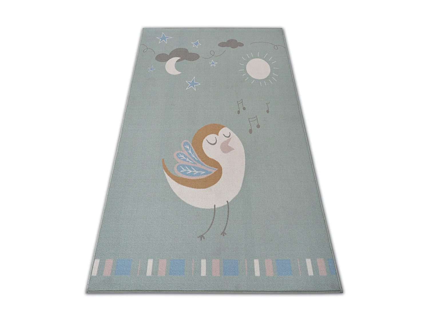 Teppich für Kinder LOKO Vogel grün Antirutsch  120x170 cm