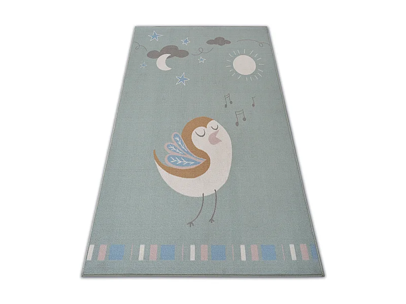 Teppich für Kinder LOKO Vogel grün Antirutsch  160x220 cm