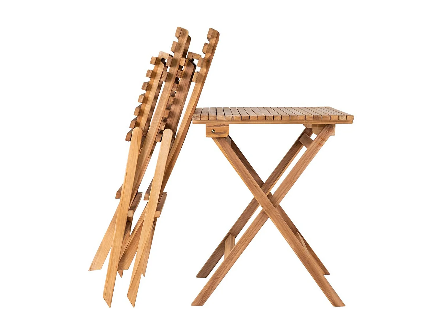 Cuenca café ingesteld set met tafel en 2 stoelen buitenshuis teak.