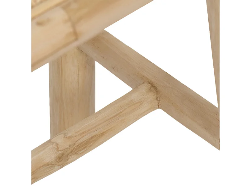 Banc / Bout de lit en teck massif avec cannage rotin L. 80 cm - BRUNO