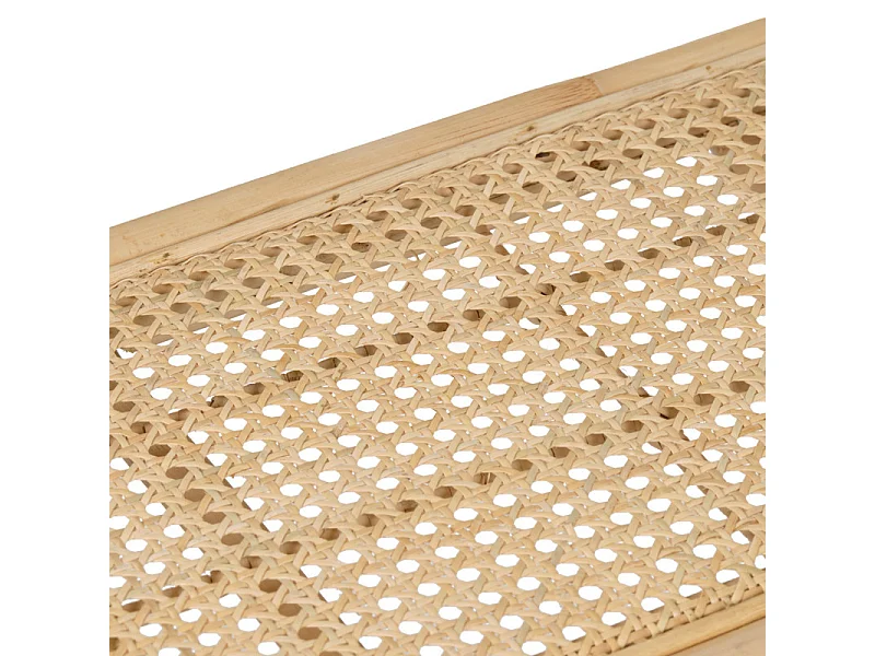 Banc / Bout de lit en teck massif avec cannage rotin L. 80 cm - BRUNO