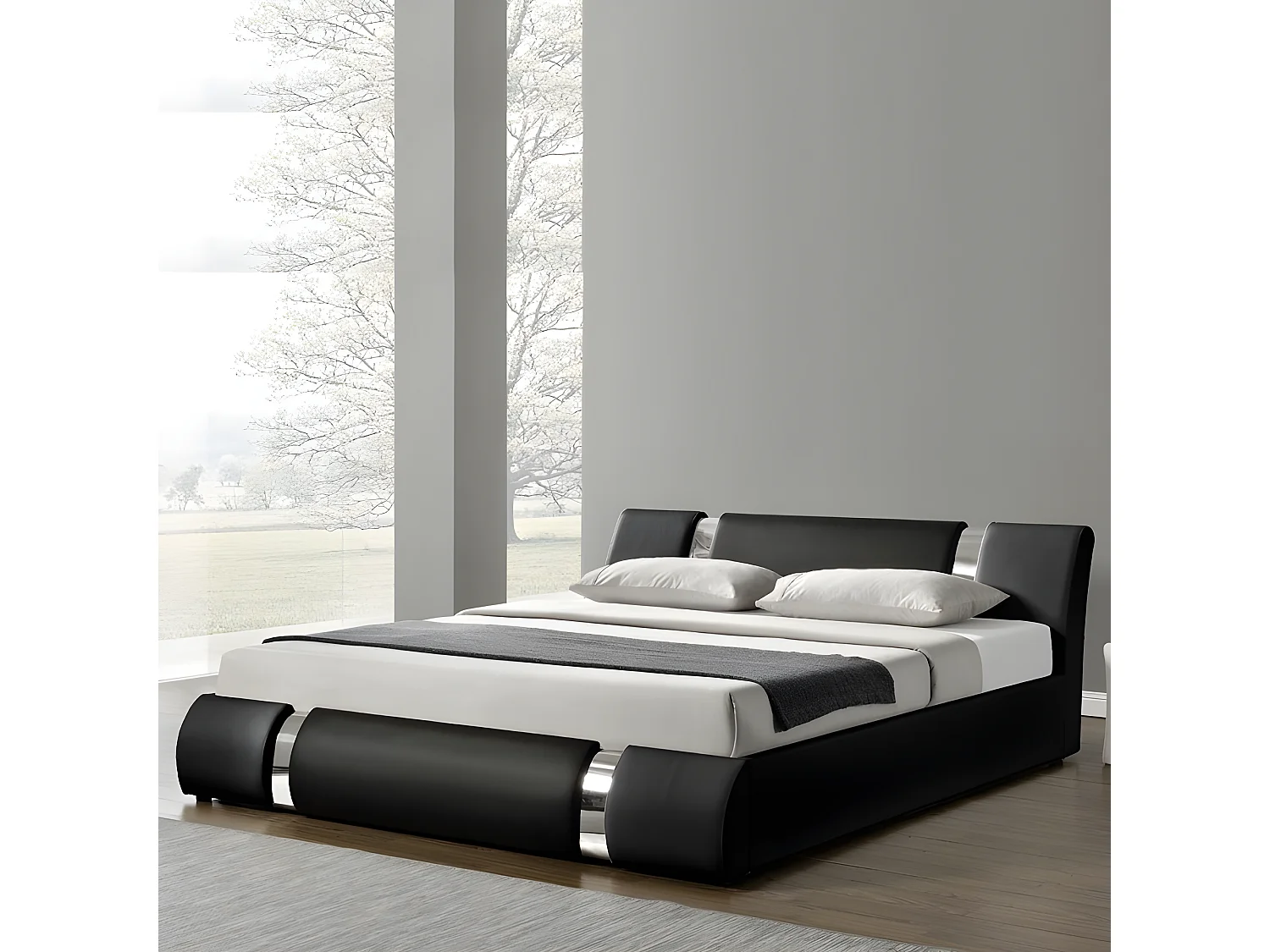 Ensemble Matelas Sommier Coffre Noir 140 Nova