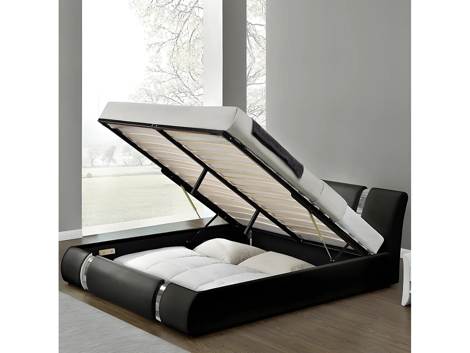 Ensemble Matelas Sommier Coffre Noir 140 Nova
