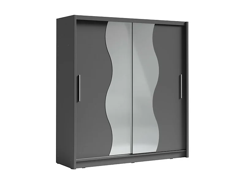 Armoire 2 portes coulissantes avec miroir 205 cm - gris graphite - Collection BAHIA