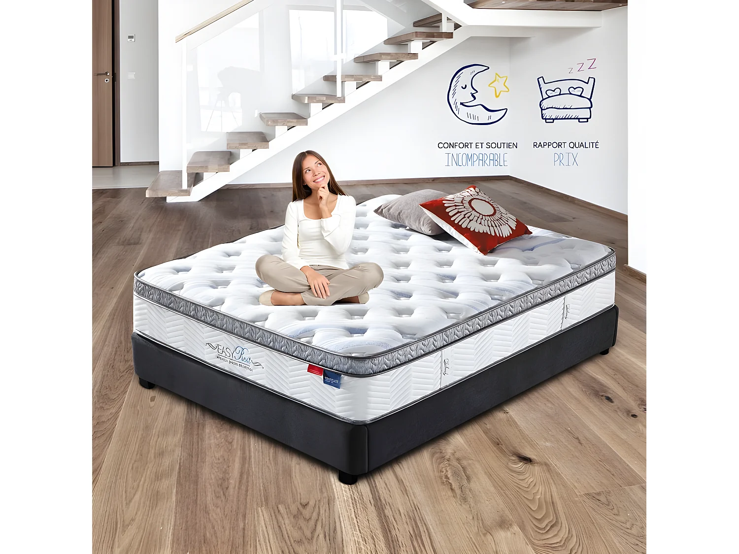 Matelas + Sommier Ava Et Matelas Pure 160 Gris