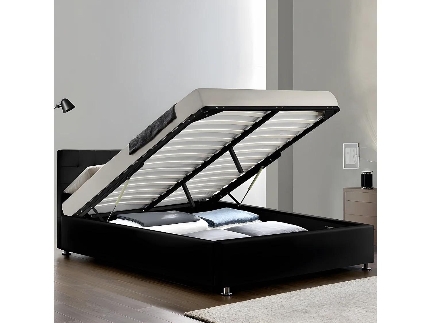 Lit Complet Capitole + Matelas Romance 140 Noir