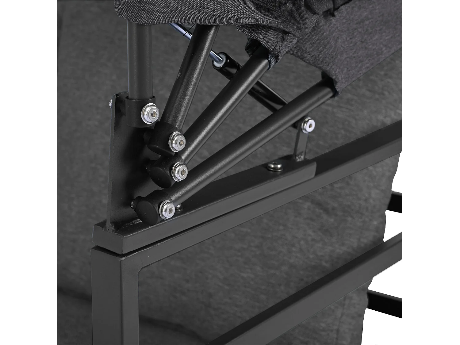 Multifunctioneel ijzeren tuinmeubel - Loungebank met verstelbare luifel - 5 zitplaatsen en 1 salontafel - Grijs