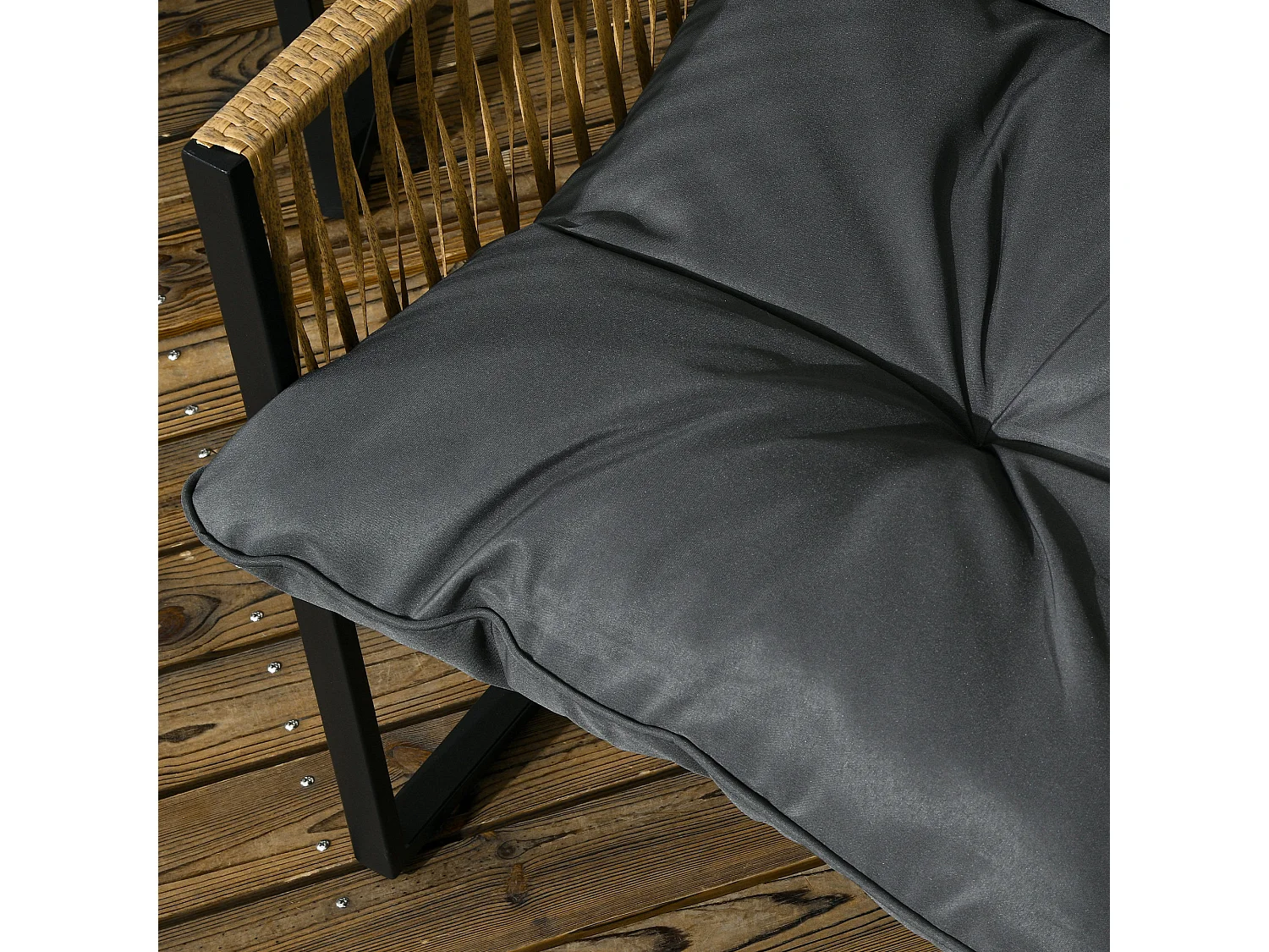 Ensemble salon de jardin  4 places 4 pièces 3 coussins acier résine gri