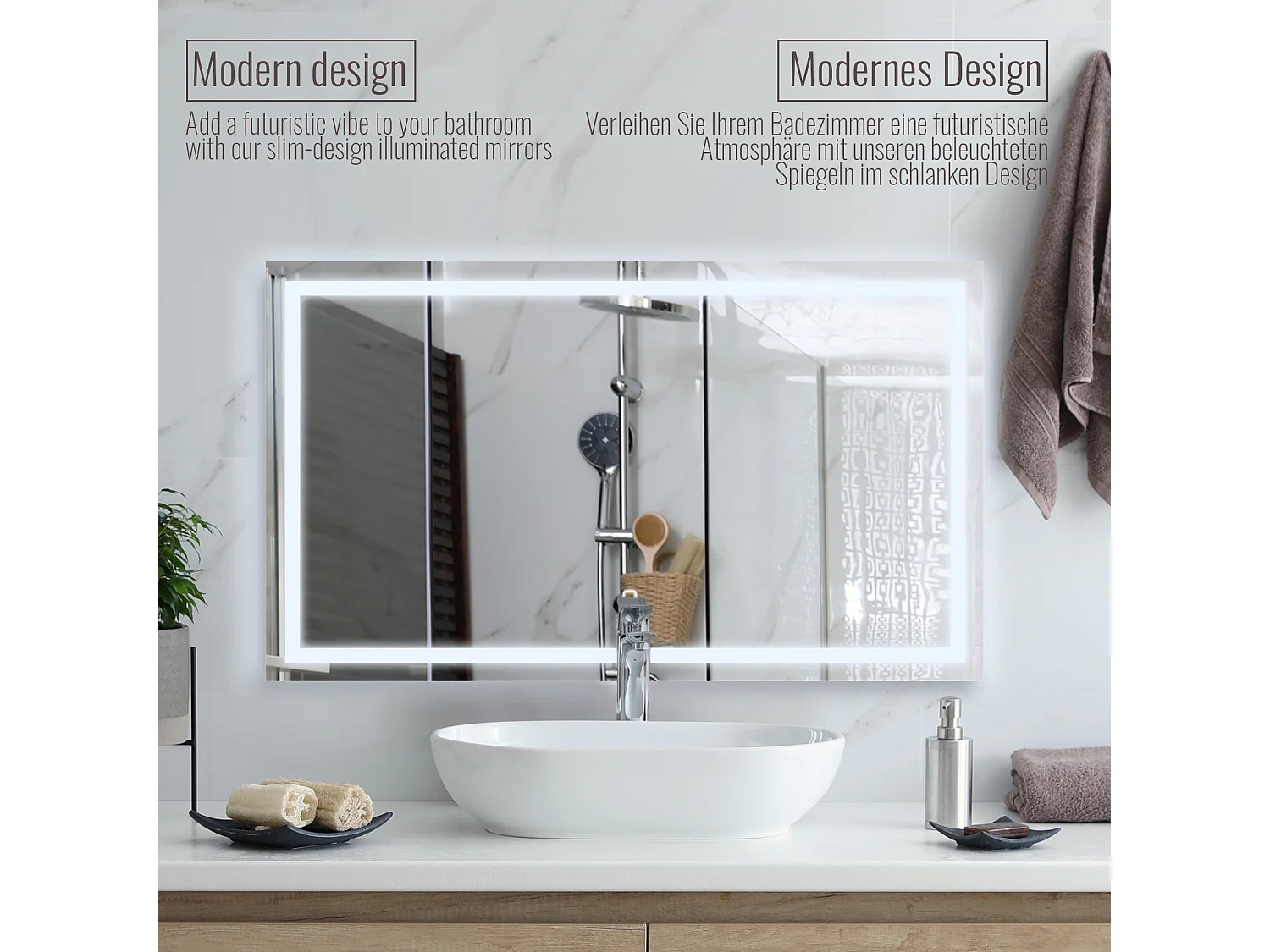 Led spiegel - 120x70 cm - met anti condens functie - dimbaar