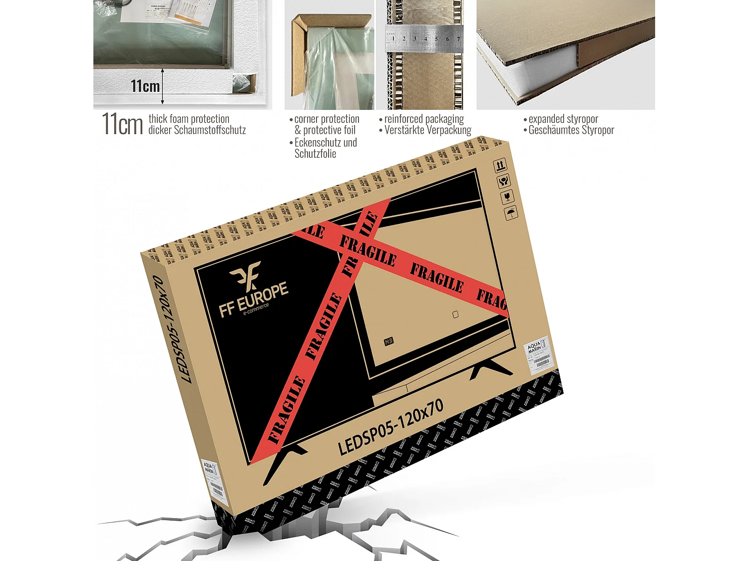 Miroir LED - 100x80 cm - touch screen met horloge digitale - dimmable