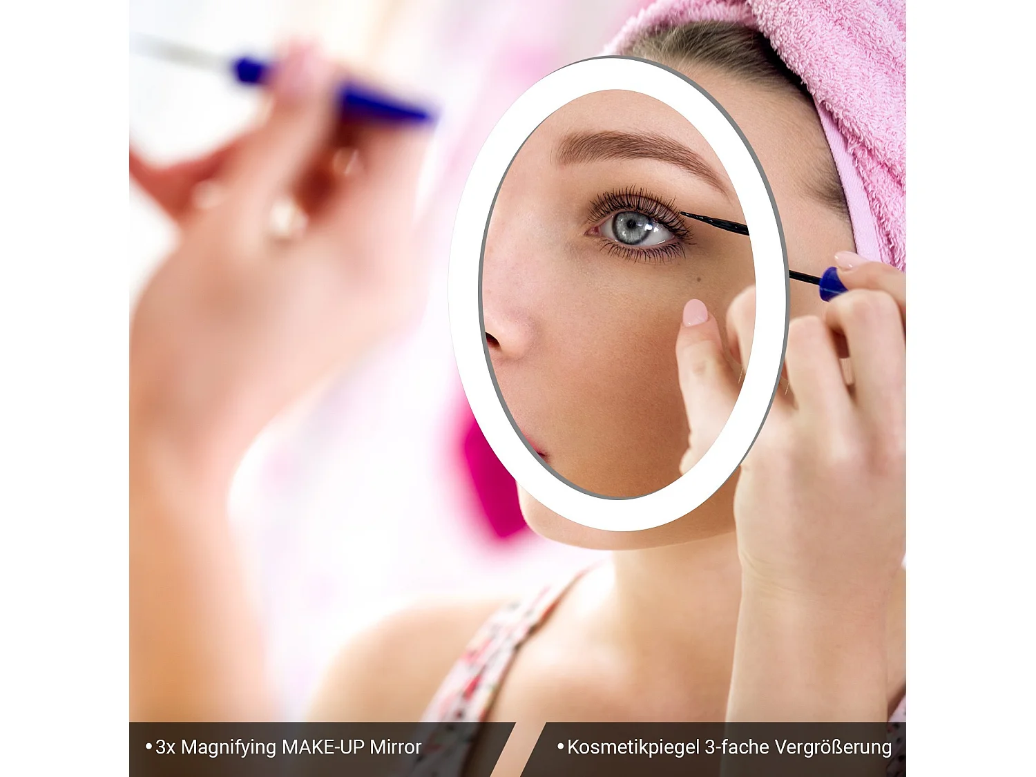 Miroir LED - 120x80 cm - avec haut-parleur Bluetooth + miroir de maquillage + horloge digitale