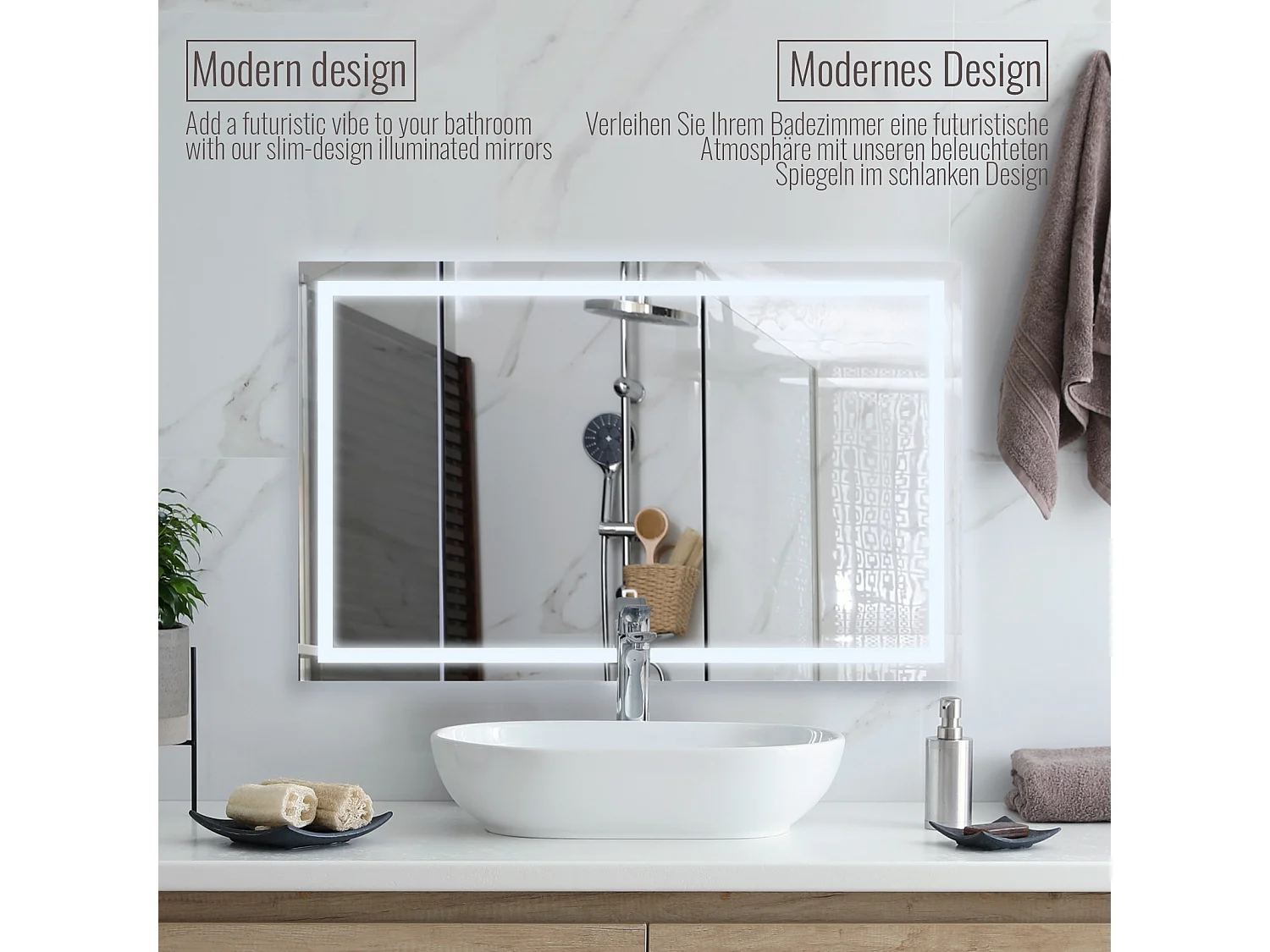 Miroir LED - 110x70 cm - avec fonction anti-condensation