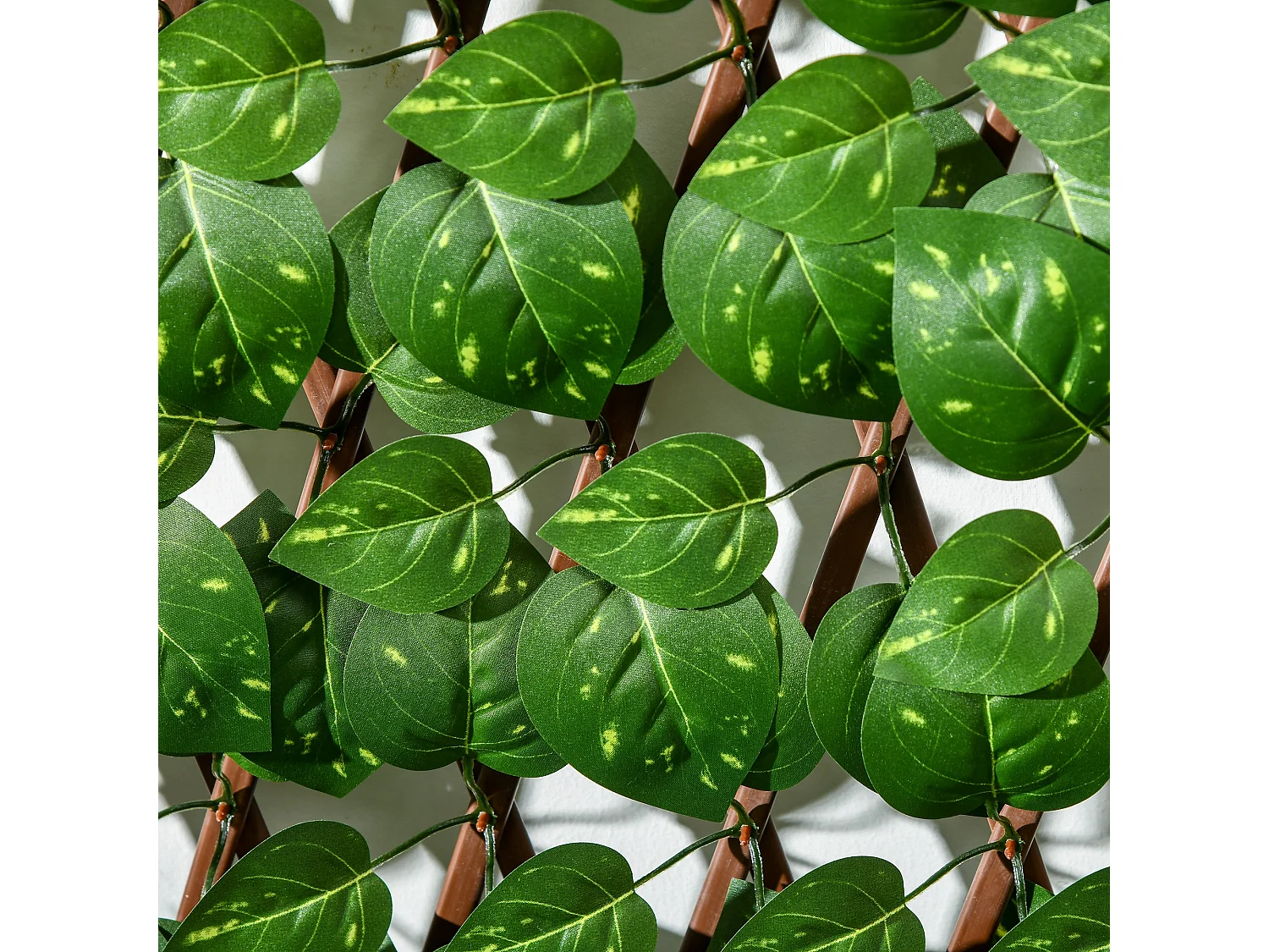 Lot de 2 haies artificielles feuilles de radis - treillis extensibles - brise-vue canisse végétale feuillage réaliste 2L x 1H m PE marron vert