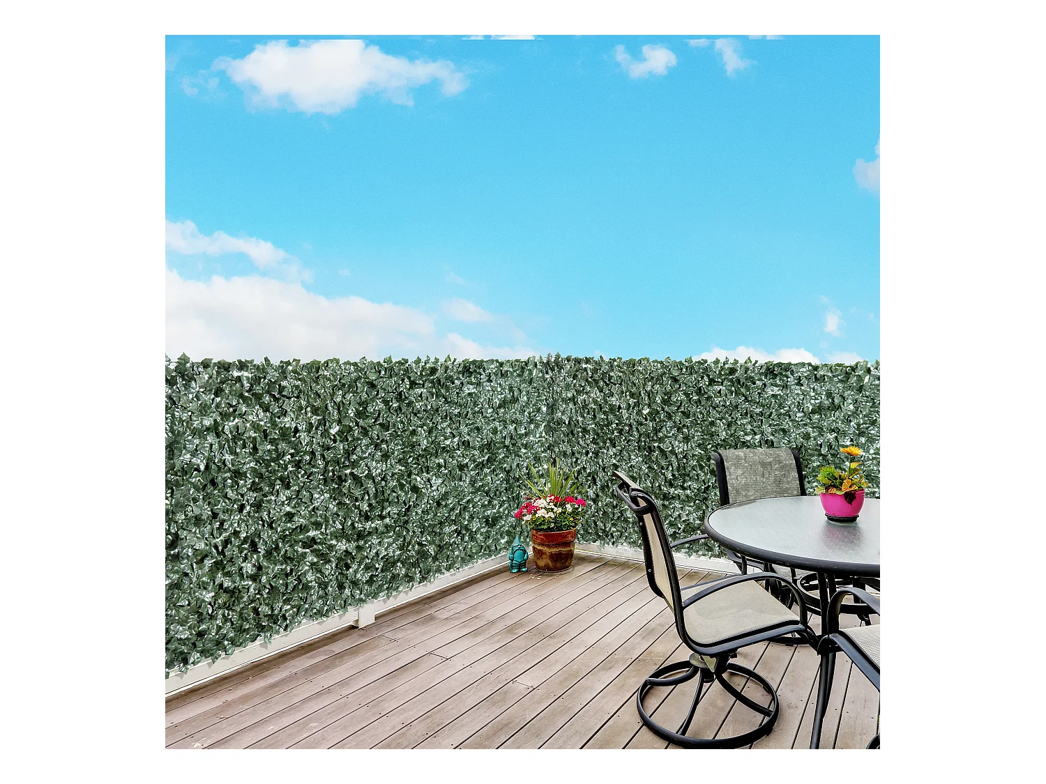 Haie artificielle brise-vue décoration rouleau 3L x 1,5H m feuillage réaliste anti-UV vert foncé