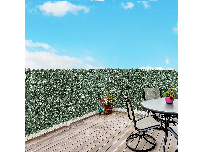 Haie artificielle brise-vue décoration rouleau 3L x 1,5H m feuillage réaliste anti-UV vert foncé