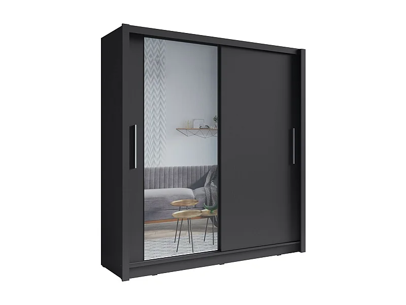 Armario de 2 puertas correderas con espejo de 155 cm - gris grafito - Colección OZZULA