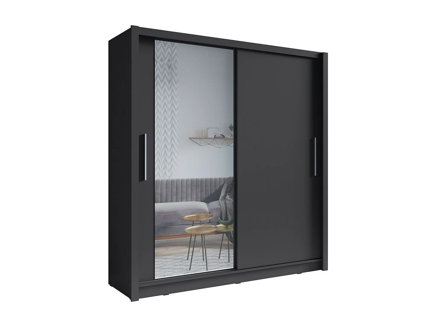 Armário design 155cm cor grafite da coleção OZZULA com espelho.
