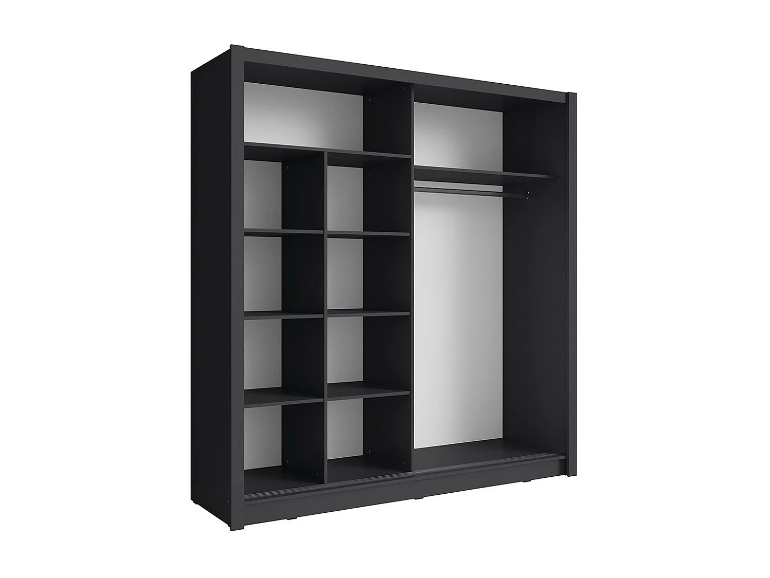 Armário design 155cm cor grafite da coleção OZZULA com espelho.