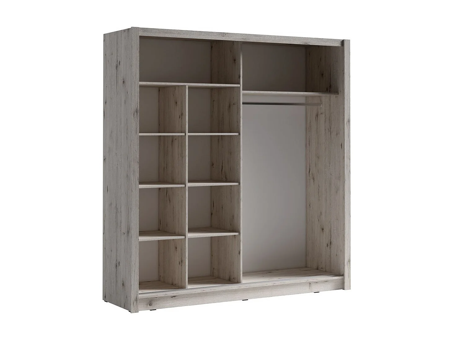 Schwebetürenschrank 205 cm mit 4 quadratischen Spiegeln - Wellington-Eiche - Kollektion OZZULA