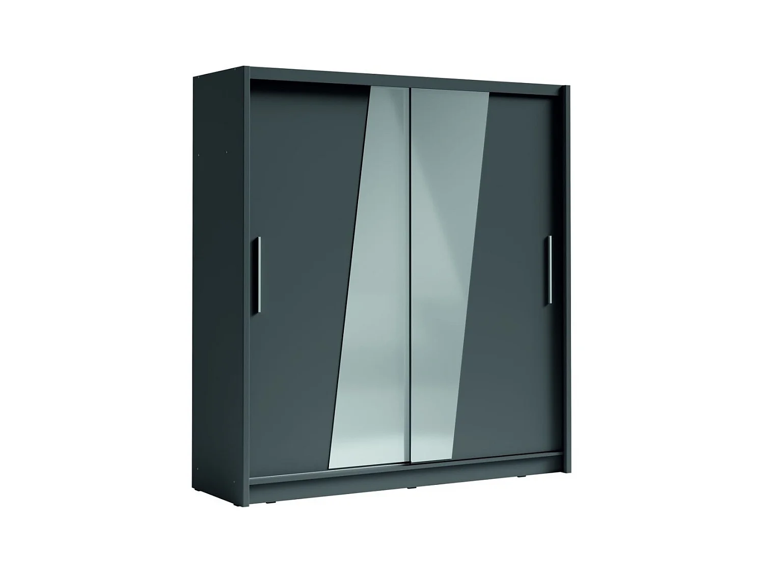 Armoire 2 portes coulissantes avec miroir oblique 205 cm - gris graphite - Collection BAHIA