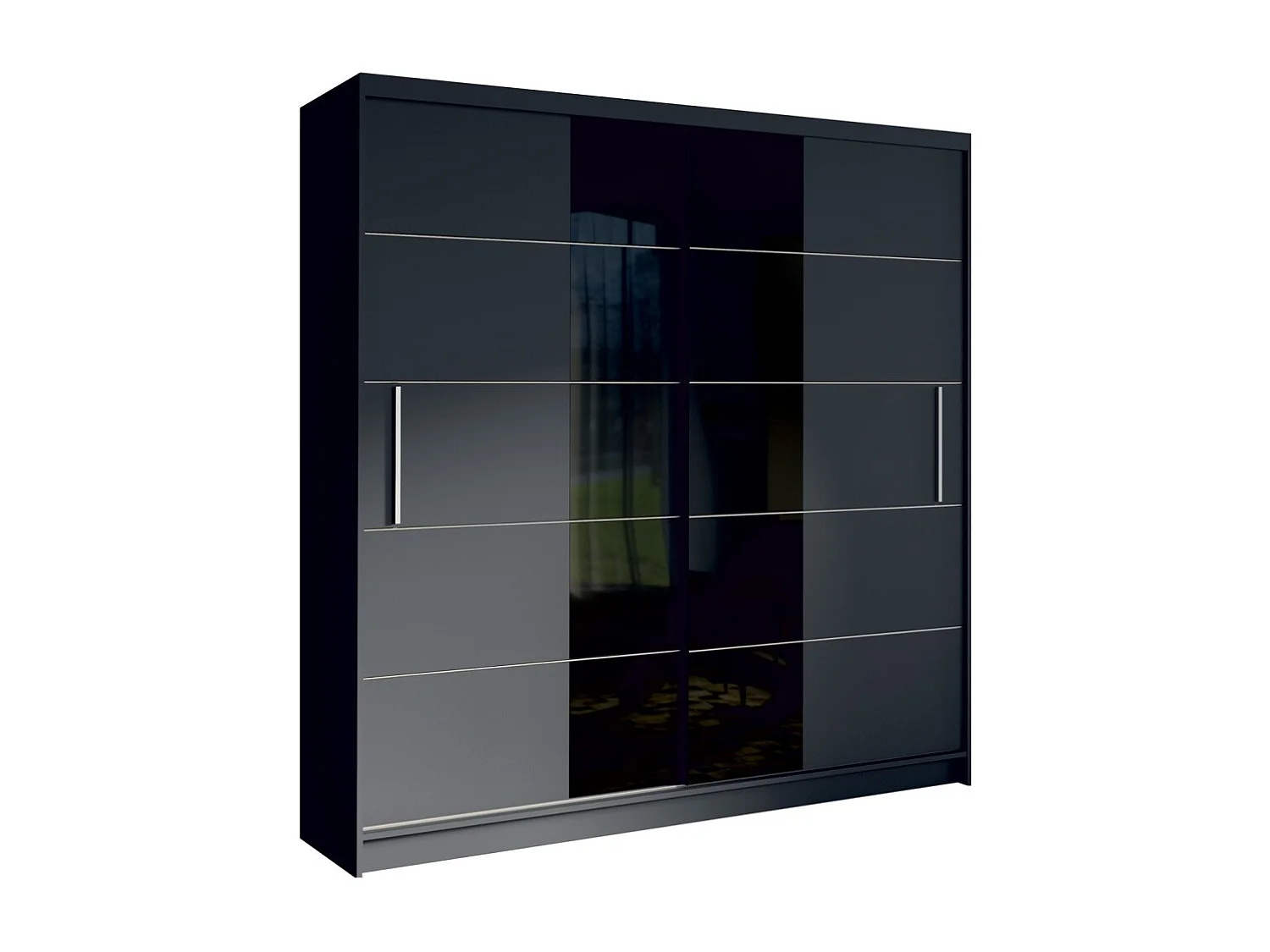 Designerschrank 200cm in Graphitgrau und Schwarz, Kollektion NARAGO