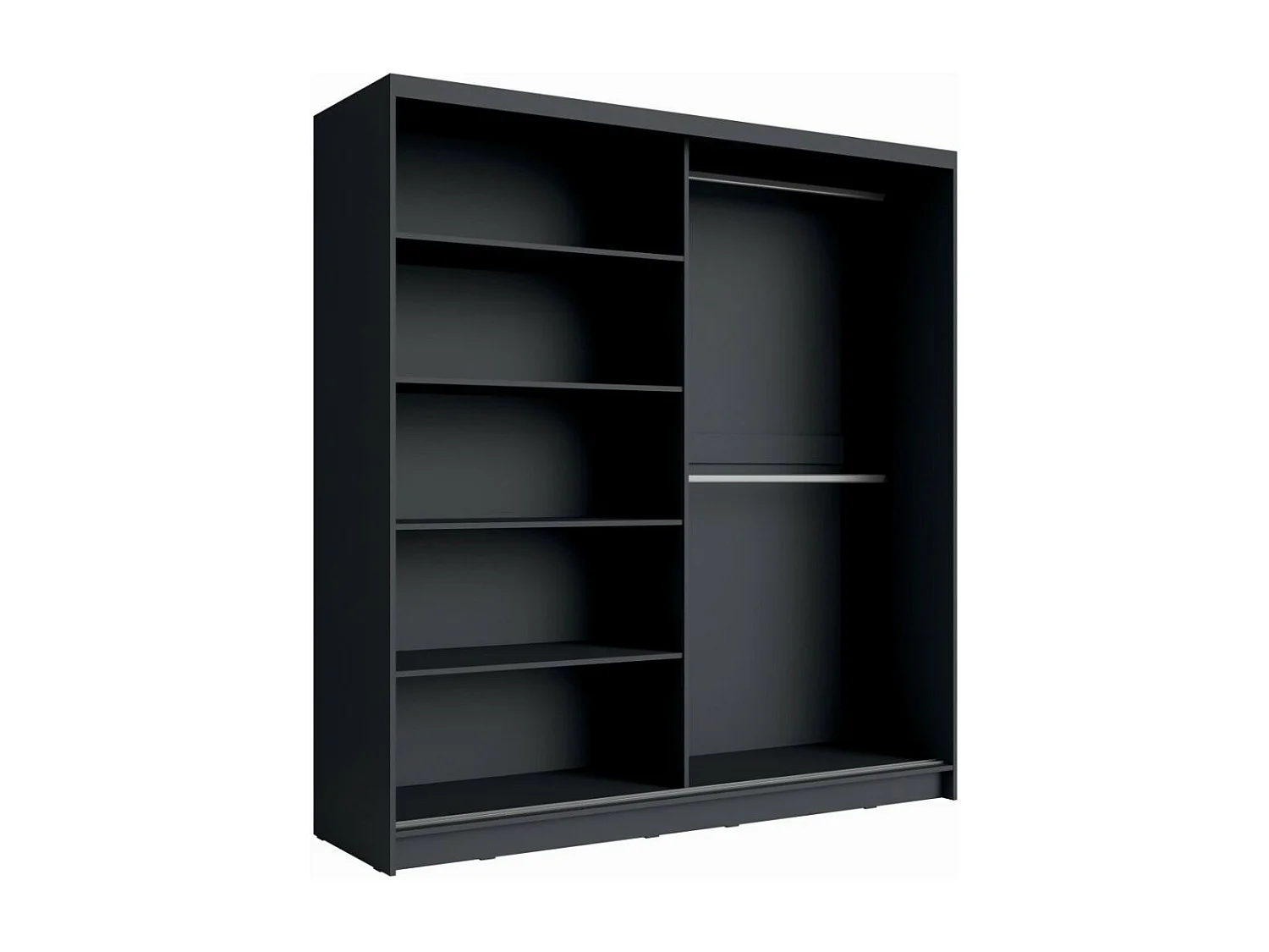 Designerschrank 200cm in Graphitgrau und Schwarz, Kollektion NARAGO