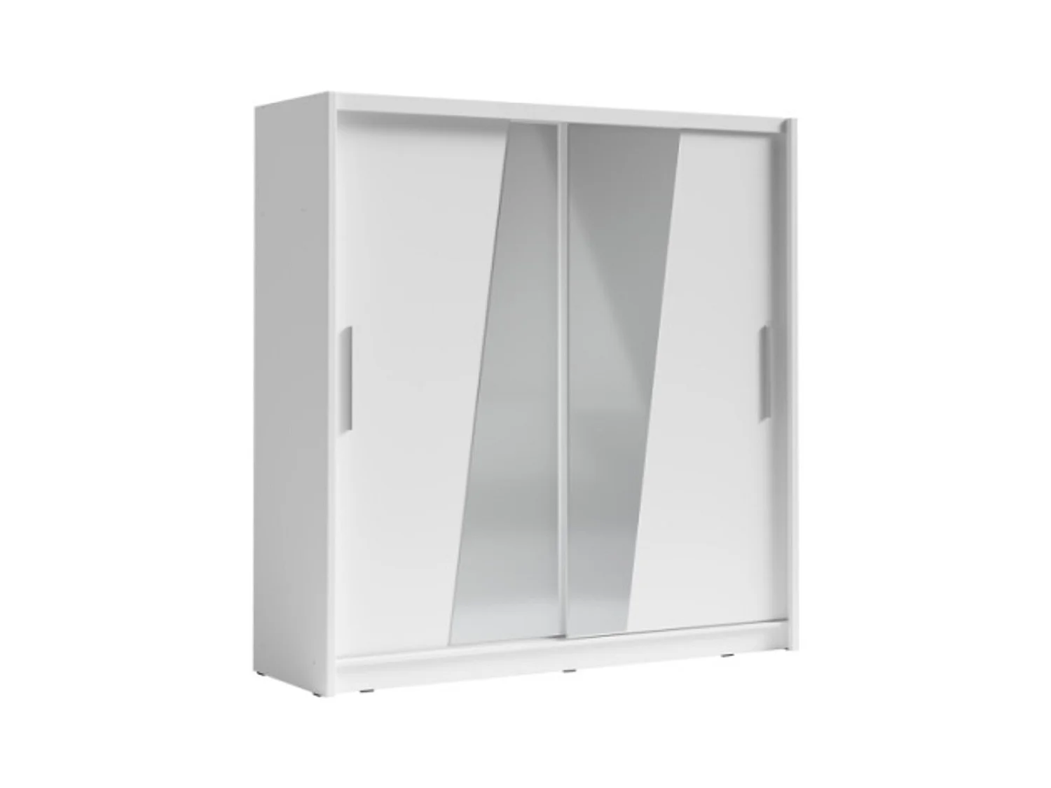 Armoire 2 portes coulissantes avec miroir oblique 205 cm - blanc - Collection BAHIA