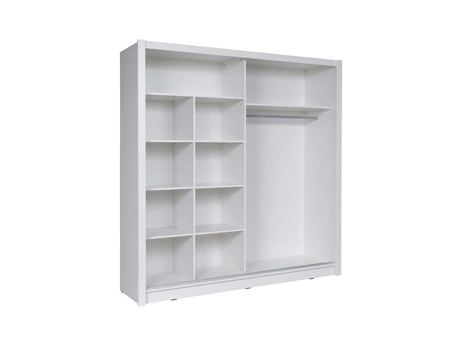 Armoire 2 portes coulissantes avec miroir oblique 205 cm - blanc - Collection BAHIA